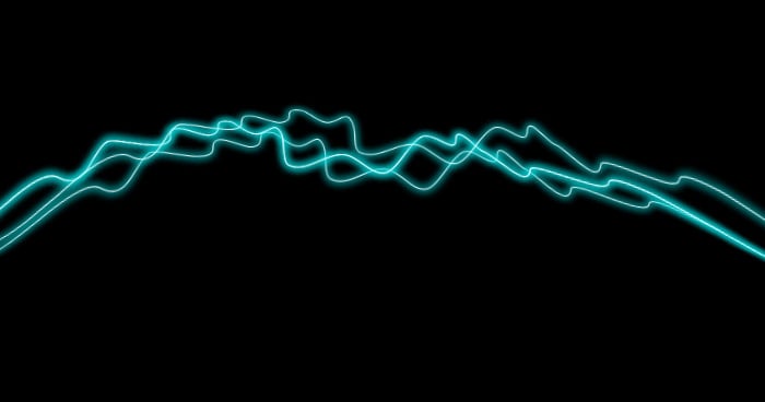 image of blue, glowing, electrical arching lines across a black background